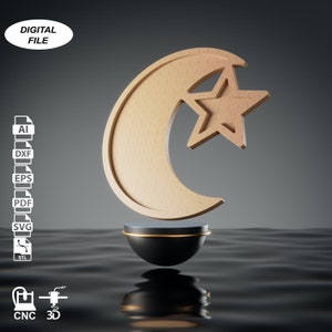 CNC-filer för serveringsbricka med månbricka för trä (svg, dxf, pdf, eps, ai, stl)
