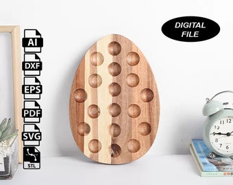 Egg Holder Tray CNC Files for Wood (svg, dxf, pdf, eps, ai, stl)