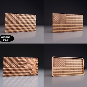 US Flag Bundle- CNC Files for Wood 3D Printing (svg, dxf, eps, ai, pdf, stl)