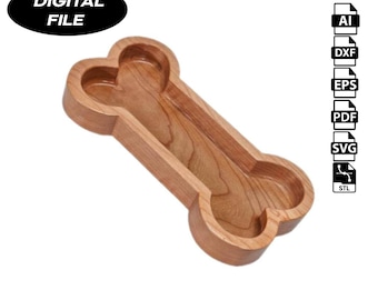 Dog Bone Serving Plate - CNC Files for Wood (svg, dxf, pdf, eps, ai, stl)