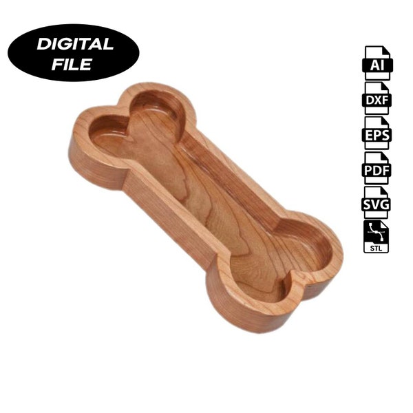 Dog Bone Serving Plate - CNC Files for Wood (svg, dxf, pdf, eps, ai, stl)