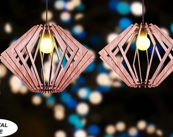 Modern Wood Pendant Light Chandelier Lamp lampshade plywood Cut Files