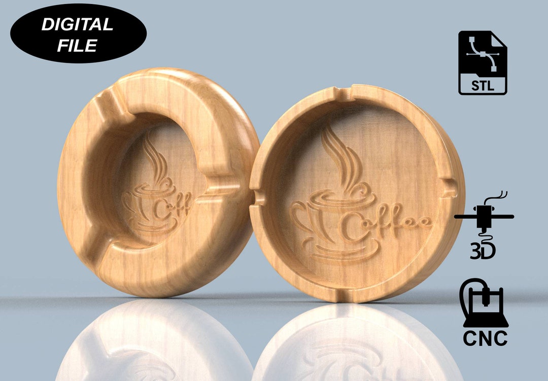 Coffee Ashtrays 3D CAD Files Stl CNC Cut Files 3D Printing Ashtray