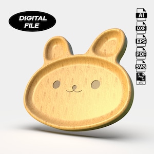 Konijn Servign Tray CNC Files for Wood (svg, dxf, pdf, eps, ai, stl)