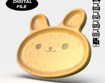 Rabbit Servign Tray CNC Files for Wood (svg, dxf, pdf, eps, ai, stl)