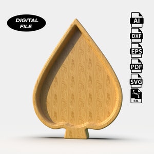 Spades Serving Plate CNC Files for Wood (svg, dxf, pdf, eps, ai, stl)