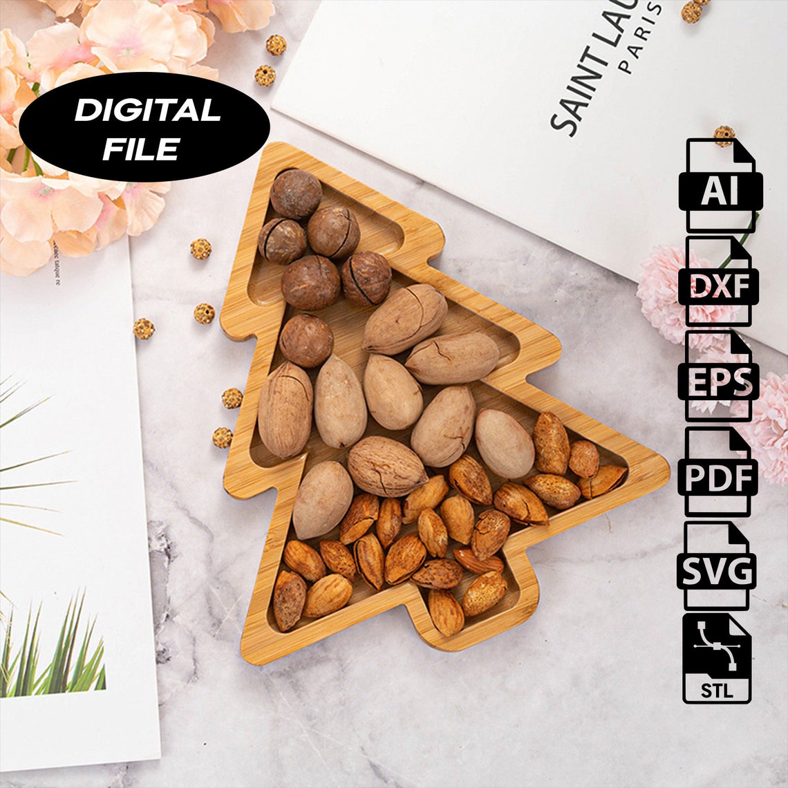 Christmas Tree Serving Plate CNC Files for Wood svg Dxf Etsy