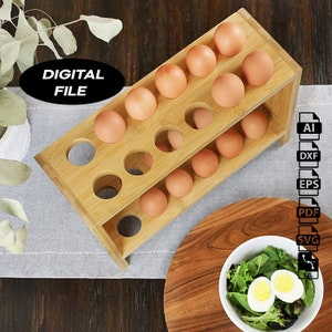 Egg Holder V2 - CNC Files for Wood (svg, dxf, pdf, eps, ai, stl)