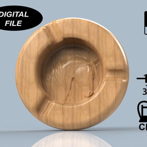Horse Ashtray 3D CAD-bestanden | stl stap | CNC Cut Files 3D-printen | Asbak | Houtbewerkingsplan