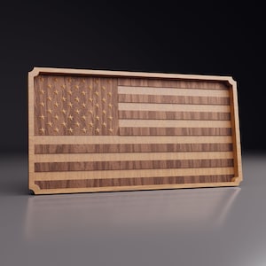 US Flag Tray - CNC Files for Wood 3D Printing Laser Cutter (svg, dxf, eps, ai, pdf, stl)