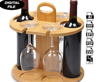 Wine Holder - CNC Files for Wood (svg, dxf, pdf, eps, ai, stl)