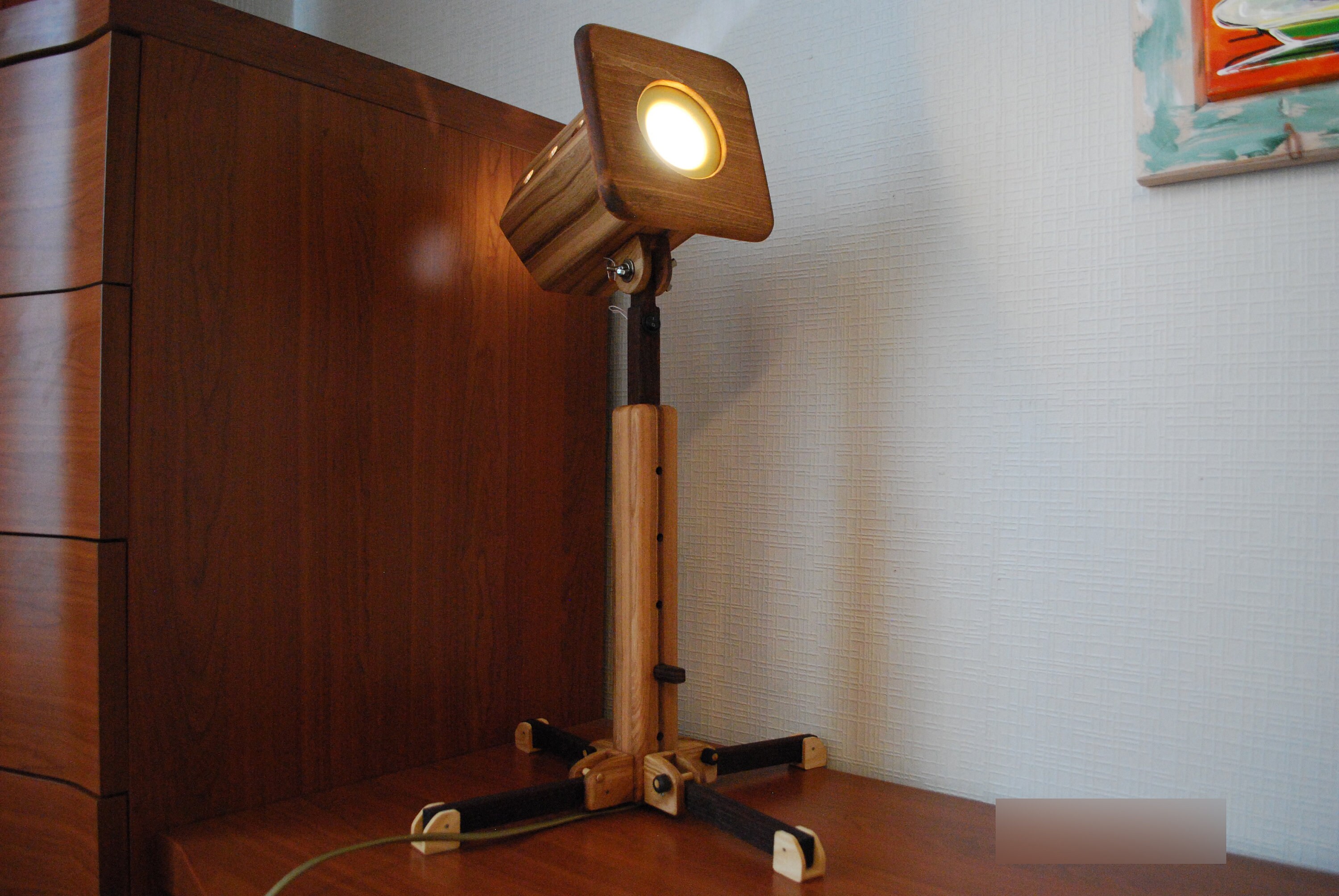 Wooden Handmade Projector Style Table Lamp Etsy UK