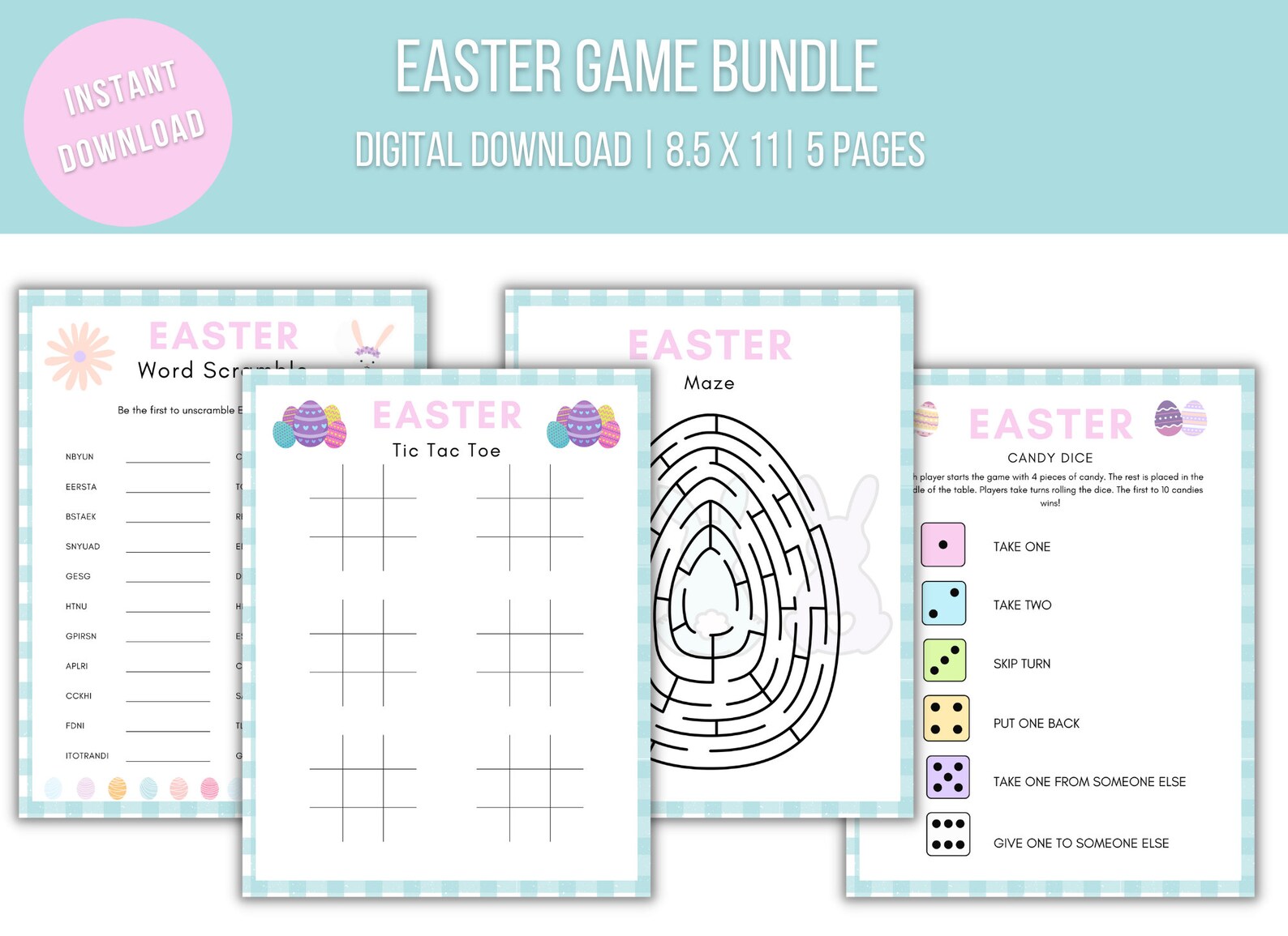 Easter Games Bundle, Easter Printable, Easter Games for Kids, Family ...