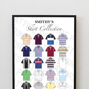 UK Gavin and Stacey Smithy Polo Shirt Wardrobe Outfit Collection Illustration Print Poster A4 Digital Download