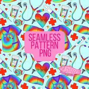 Nurse TieDye Seamless Pattern PNG