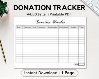 Donation Tracker Printable - Etsy