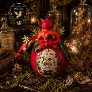 Elixir de la Manzana Ardiente, Frasco de Cristal Decorativo de Poción Mágica, Decoración Otoñal, Gabinete de Curiosidades, Regalo de Hadas