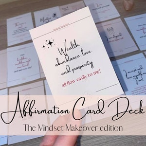 Baraja de cartas de afirmación: ¡la edición Mindset Makeover! Descarga digital (amor propio, cuidado personal, mentalidad positiva, afirmación positiva)