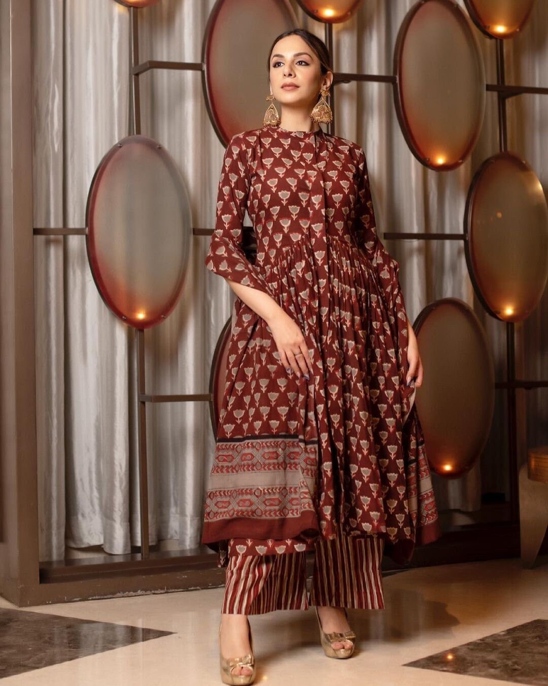 Beautiful Anarkali Kurti Sharara With 