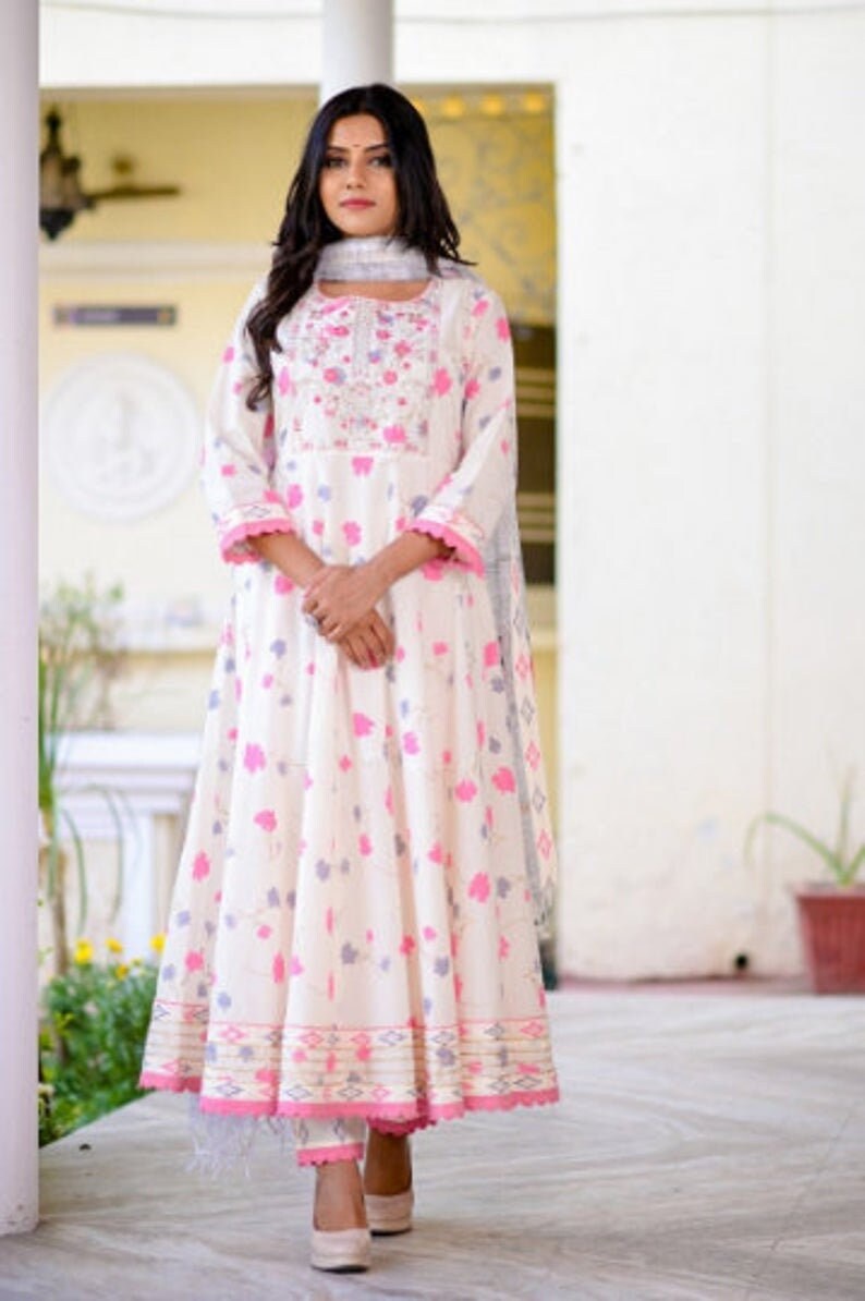 cotton printed anarkali suits
