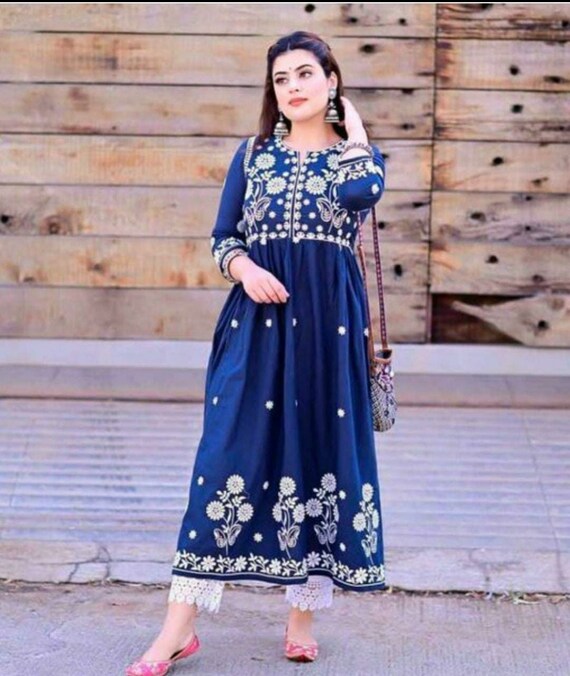 Indian Premium Cotton Frock Style Kurti 