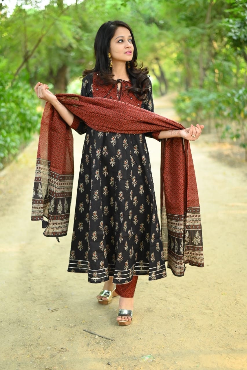 Indian Designer Anarkali Kurti Pant Set 