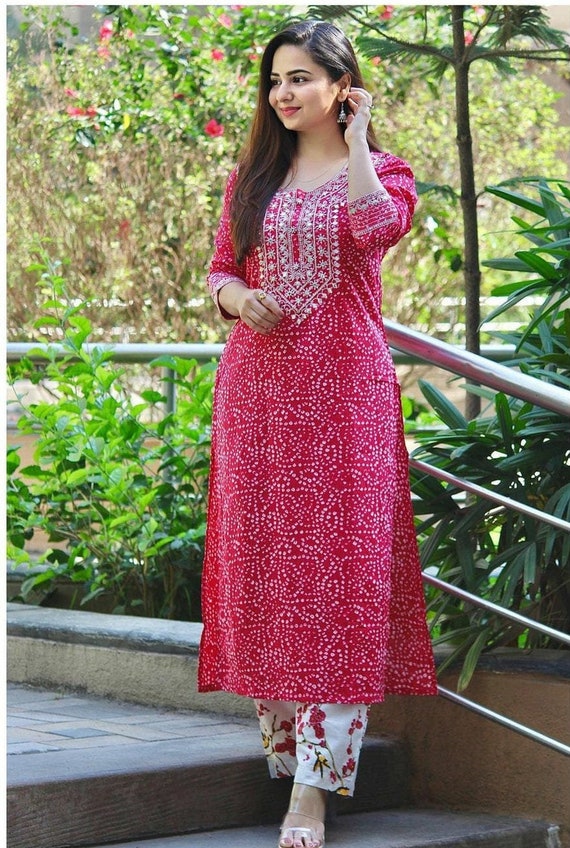 Embroidered Straight Kurta With Pant 