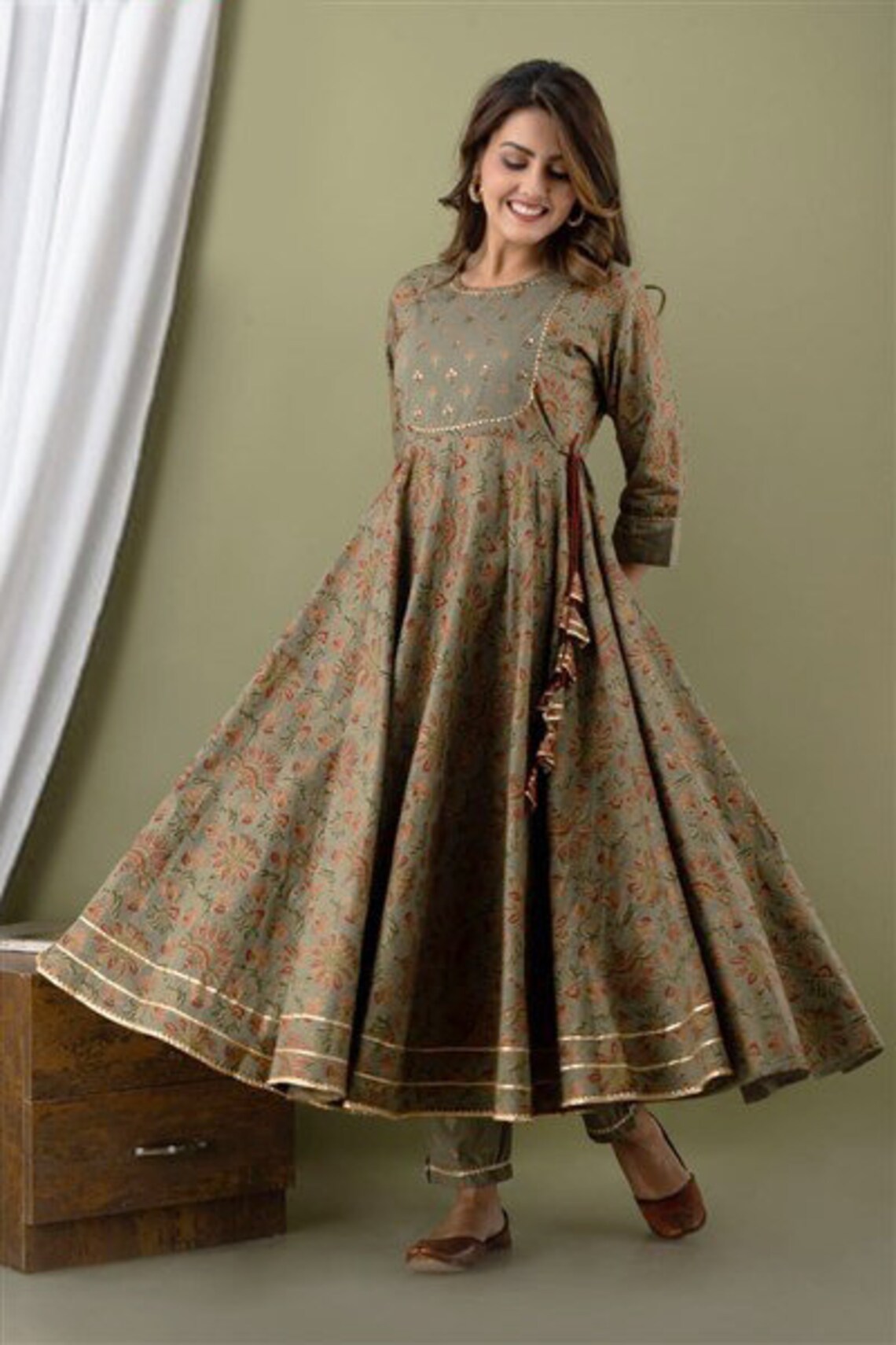 Designer Style Anarkali Cotton Gown Indian Block Print | Etsy