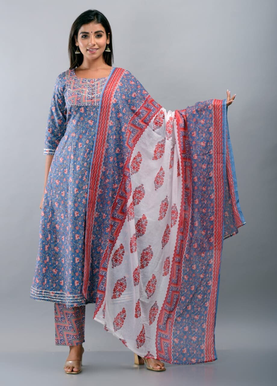 Designer Cotton Anarkali Dress Indian Block Print Anarkali Etsy