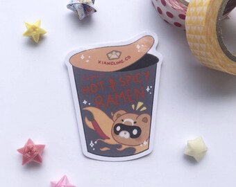 Genshin Impact Cute Kawaii Game Xiangling x Guoba Ramen Cup Snack Vinyl Sticker