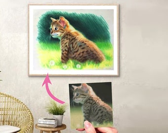 Custom Pet Portrait From Photo Original Painting Hand Painted Soft Pastel Art Drawing from Photo Commission Pet Remembrance Cat/Dog Portrait