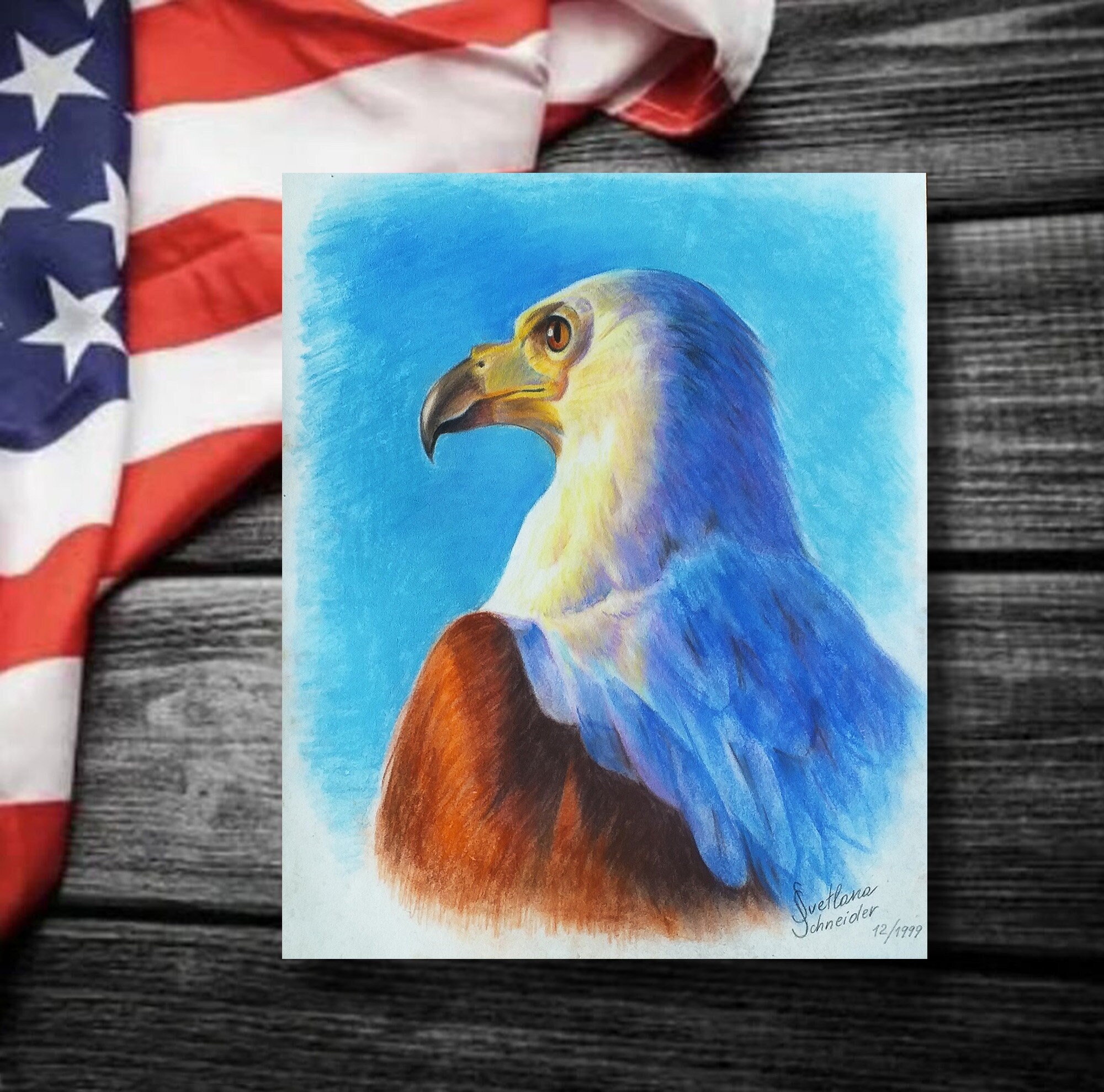Bald Eagle Painting Original Art Pastel Painting Birds of Prey Wall Art American Eagle Pastel Artwork Wildlife Art by SvetlanaSartStudio