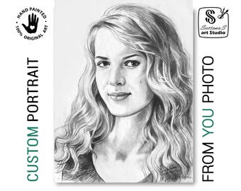 Custom Charcoal Portrait from Photo, Hand-Drawn Family Art, Original Artwork by SvetlanaSartStudio