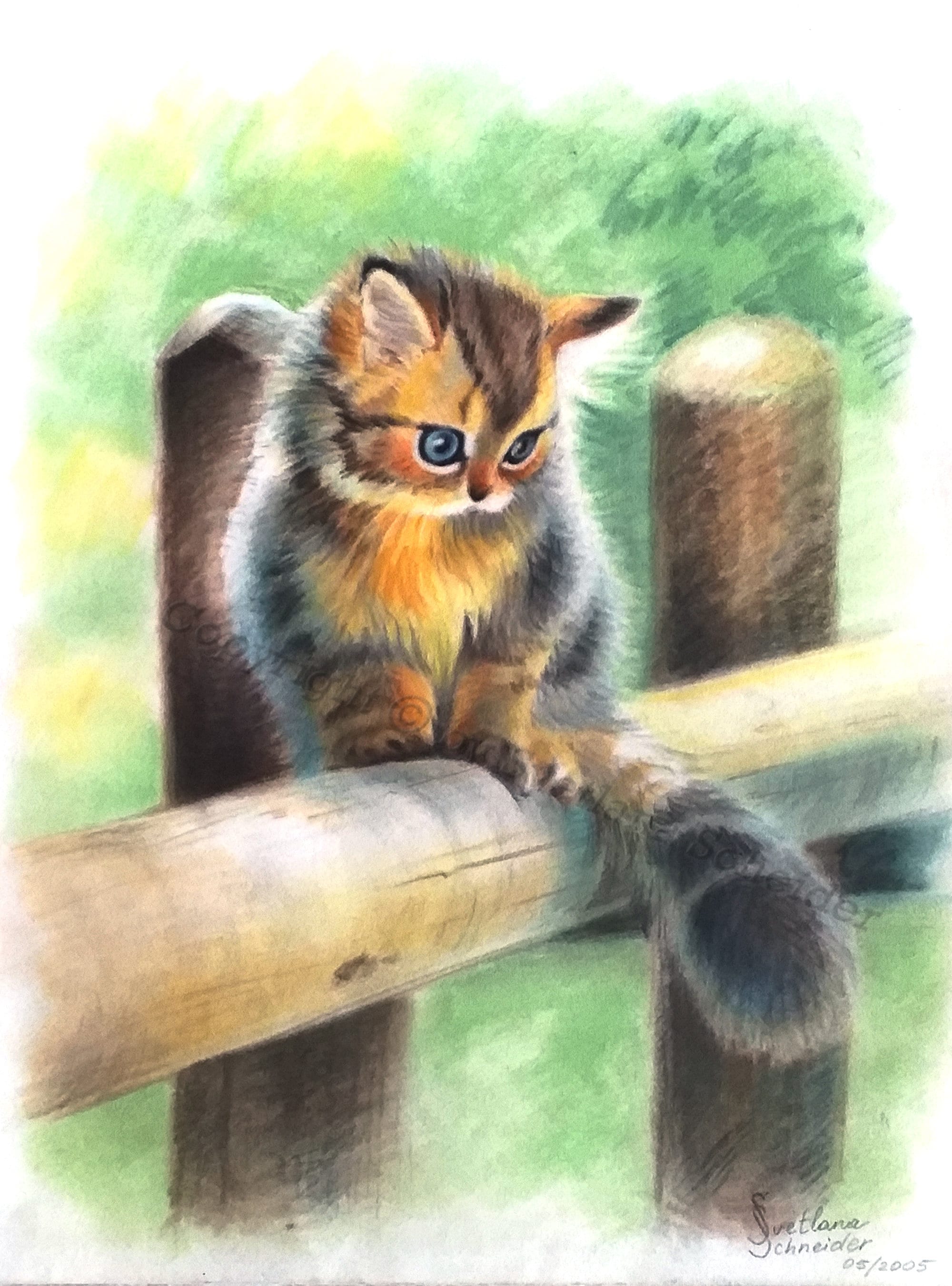 Pastel Painting of Kitten