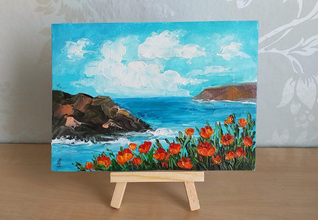 California Poppy Painting Big Sur Original Art Framed Impasto Oil ...