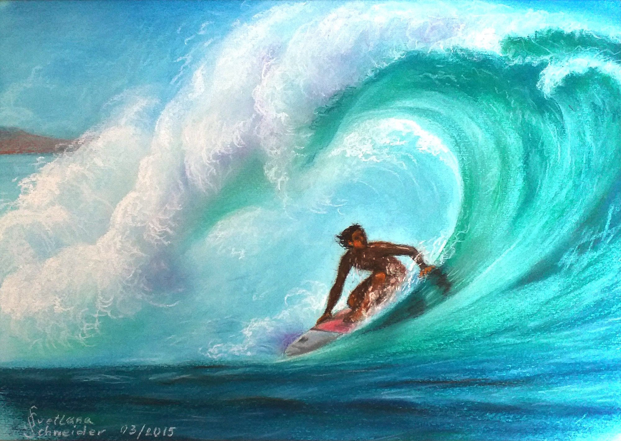 Wall Art: Solo Surfer Wall Art, Walnut, Single Piece, Canvas