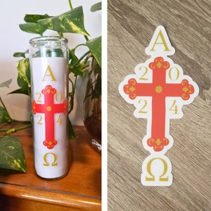 2024 Easter Paschal Candle Vinyl Sticker - Easter Cross