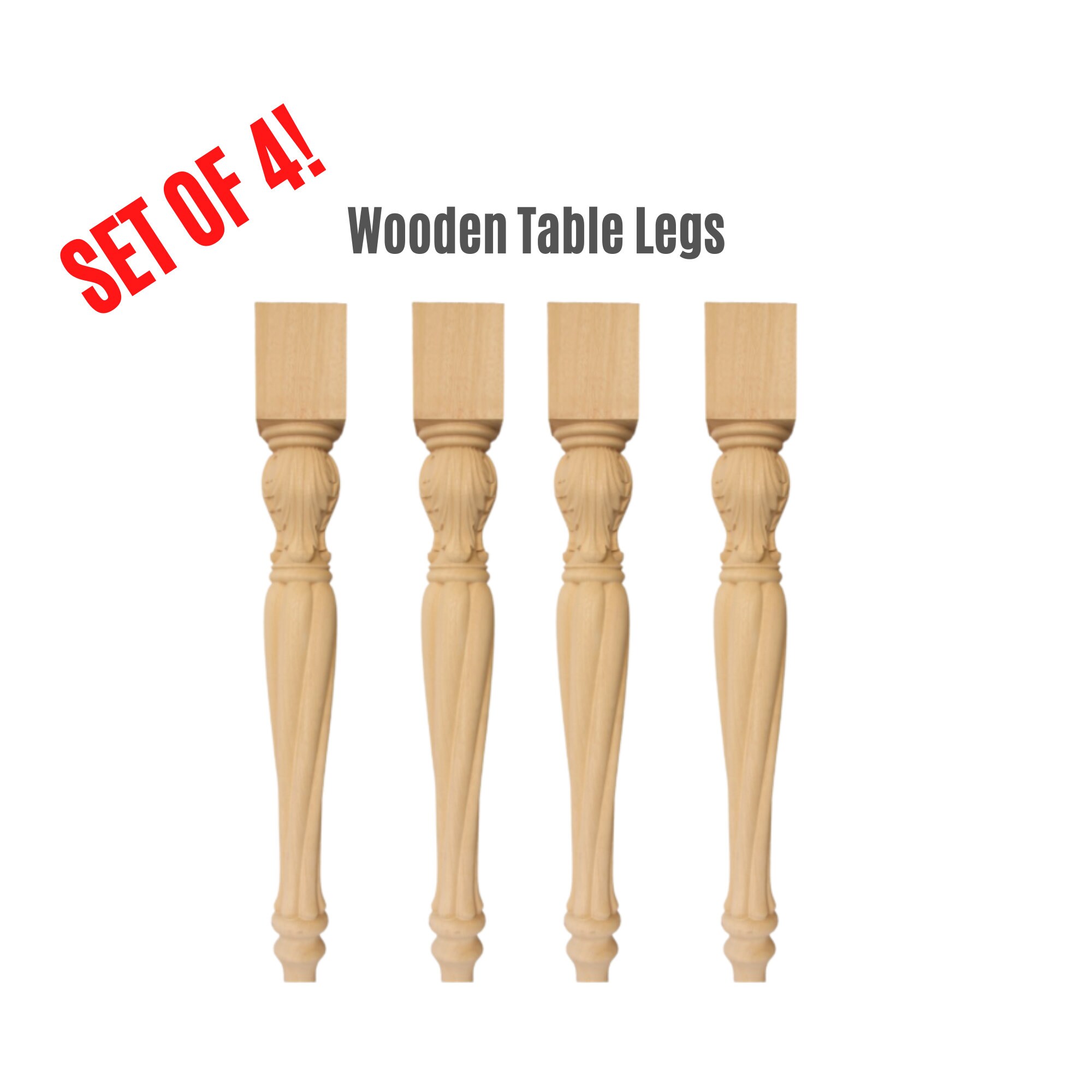 Table legs wood unfinished set of four four piece set cottage Etsy