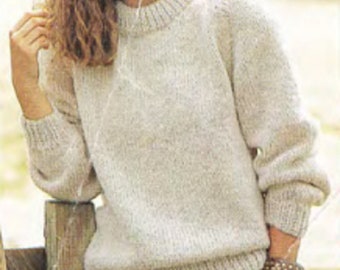 Knitting Pattern His and Hers Easy Knit Sweater in Chunky Yarn Size  30 to 42 ins downloadable pdf, available in ENGLISH only