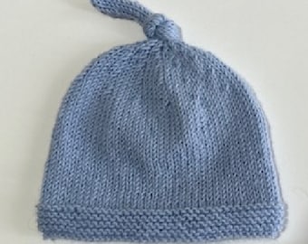 Knitting Pattern Pixie Hat with Top Knot in DK yarn 5 Sizes Preemie to 2 Years pdf in ENGLISH only