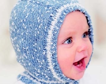 Knitting Pattern Easy Knit Childrens Classic Balaclava in DK to fit age 0 to 7 Years - downloadable pdf, available in ENGLISH only