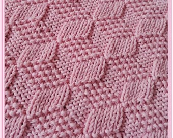 Knitting Pattern Easy Knit Baby Blanket in Supersoft Merino DK Yarn Finished Size approx 38 x 40 inches