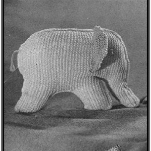 Knitting Pattern Vintage Elephant Toy