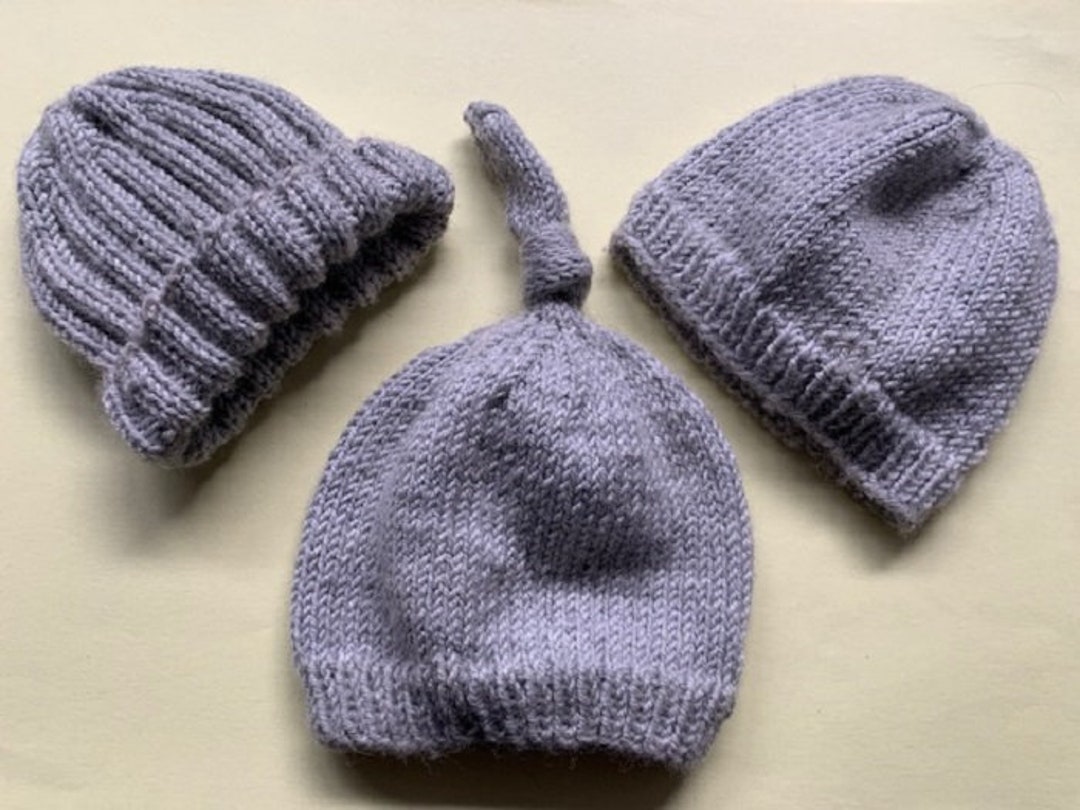 Knitting Pattern for Three Hats to Fit Premature Babies 3 to 5 Lbs in ...