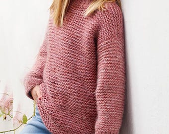Knitting Pattern Childs Easy Knit Aran Sweater in Garter Stitch Age 3 to 14 years downloadable pdf, available in ENGLISH ONLY