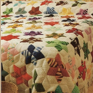 Crochet Pattern Patchwork Star Blanket Motif Afghan in Aran/Worsted Yarn downloadable pdf, available in ENGLISH only