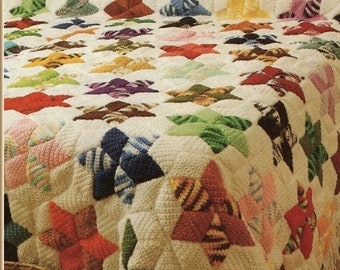 Crochet Pattern Patchwork Star Blanket Motif Afghan in Aran/Worsted Yarn downloadable pdf, available in ENGLISH only