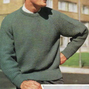 Knitting Pattern Mens Easy Knit Classic Raglan Sweater in DK yarn Sizes 36 to 46 inches  downloadable pdf, available in ENGLISH