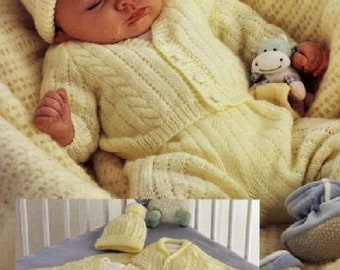 Knitting Pattern Baby Preemie Premature Baby Pram Set in 4 Ply Size 10 to 18 ins downloadable pdf, available in ENGLISH only