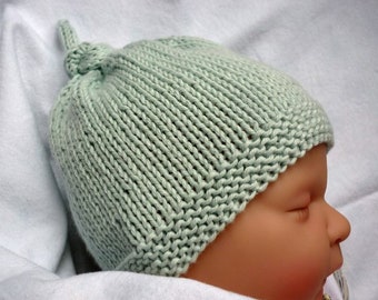 Knitting Pattern Pixie Hat with Top Knot in DK yarn 5 Sizes Preemie to 2 Years